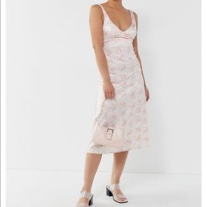 Urban Outfitters “Paige Satin Floral Midi Dress”